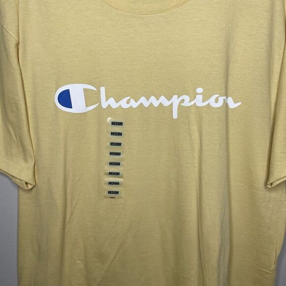 CHAMPION Mens Yellow Logo T-Shirt NEW Classic Graphic Cotton Tee Sz Medium M - Picture 2 of 8